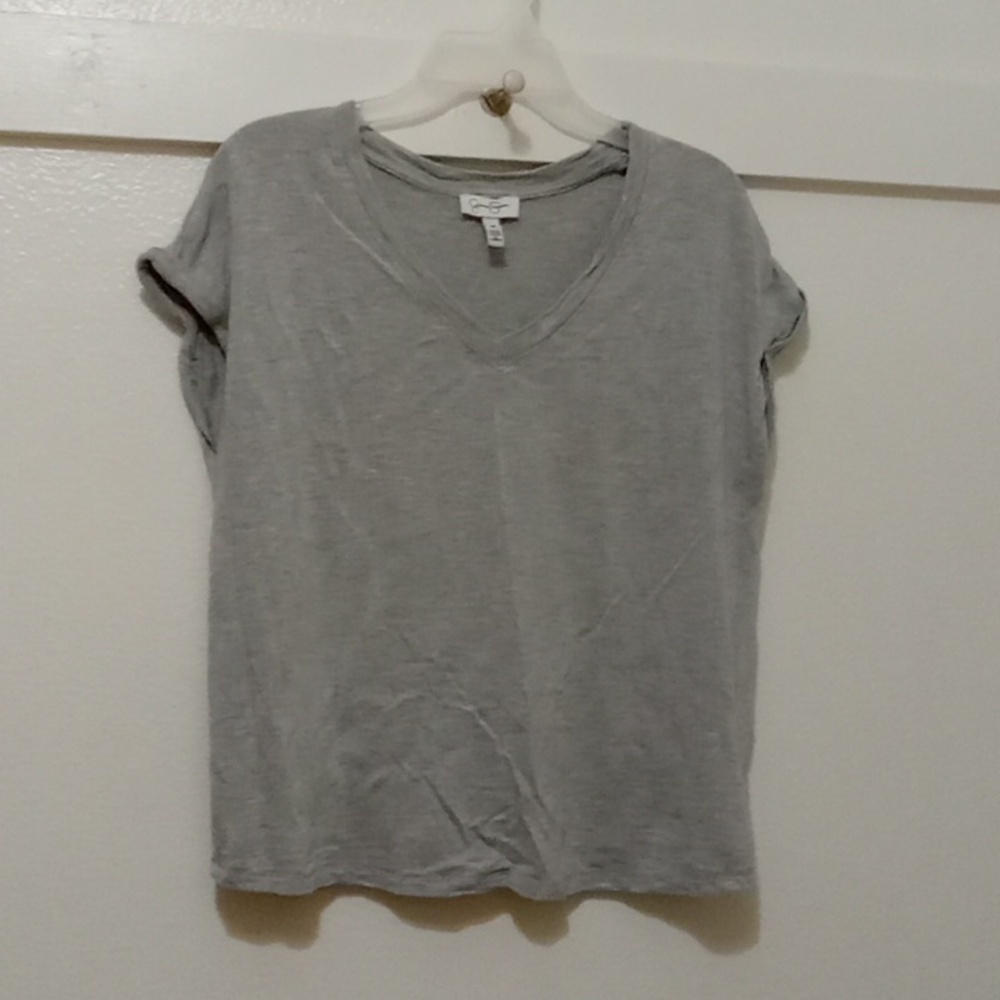 Jessica Simpson Short Sleeved Medium Gray V-Neck Women's Top